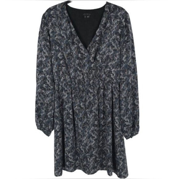 THEORY 100% SILK V Neck Patterned Long Sleeve Dress Style C0802606 Size S/P‎ - Picture 1 of 12